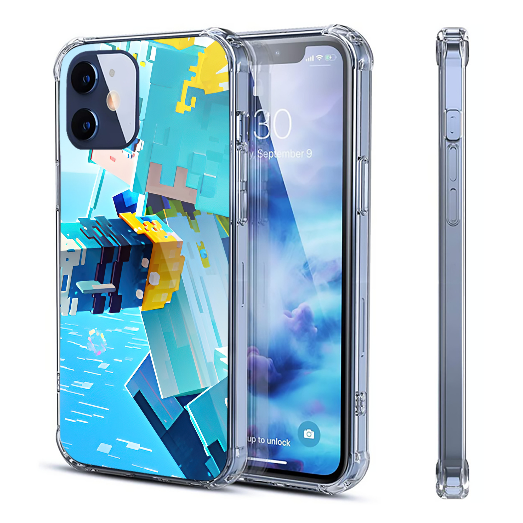 （画像用） マインクラフト ブロックの世界 Minecraft MC Block world 【iPhone 12シリーズ対応】透明スマホケース（クリアソフトケース）